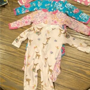 Adorable Pink and Cream Deer Print Kids One Piece